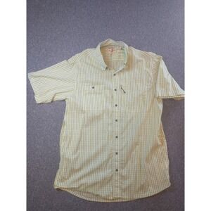 RedHead Mens XLT Tall Gingham Button Down Shirt Lime Green White Short Sleeve